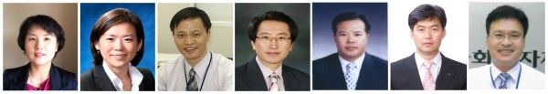 (왼쪽부터)고수경 상무 황성혜 상무 박차규 상무 김희선 상무 유중근 상무 송두수 이사 이천호 이사 