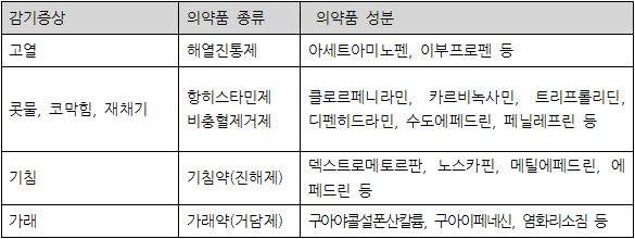 증상에 따른 감기약 성분