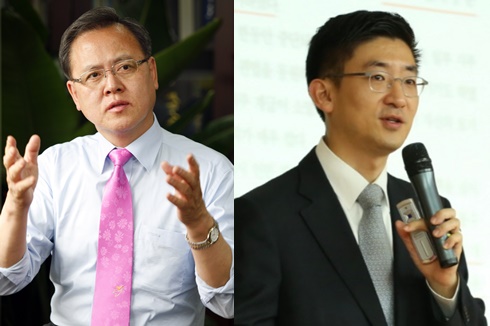 복지위원장으로 선출된 이명수 의원(왼쪽)과 김세연 의원