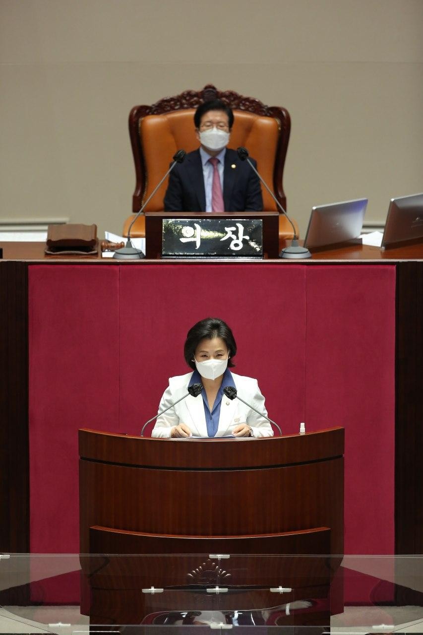 대정부질의에서 발언하는 이수진 의원(아래)
