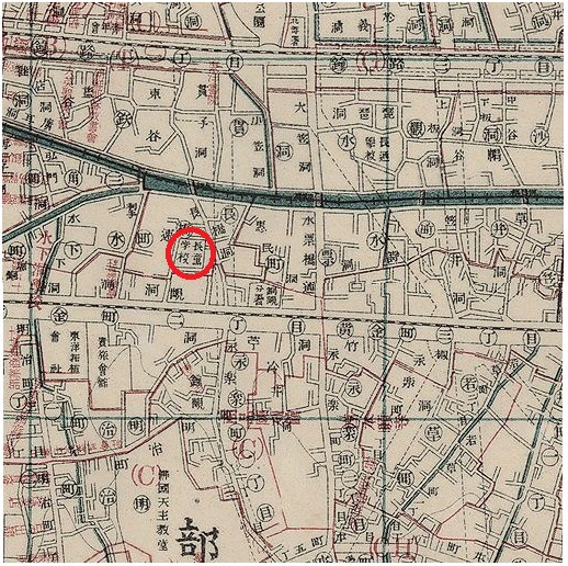 당시 경성부 시가 강계도 (O표 부위가 장훈학교)