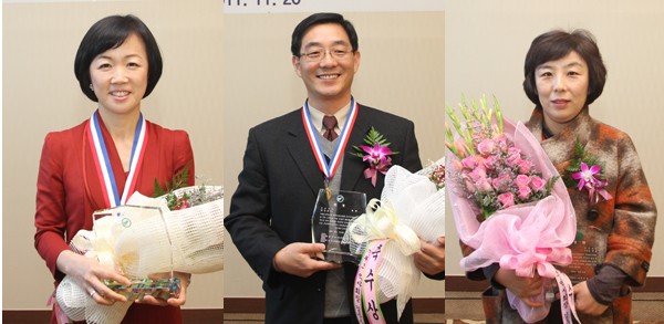 (왼쪽부터) 금상 김순영약사, 은상 장승학 약사, 동상 김운희 약사