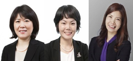 왼쪽부터 김옥연 대표, 배경은 대표, 박혜선 사장