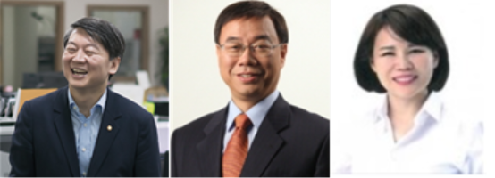 안철수 당선자(왼) 신상진 당선자(가운데), 전현희 당선자(오)