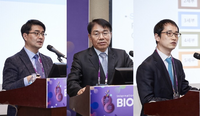 왼쪽부터 김동규 사무국장, 신재국 임상시험센터장, 김정렬 교수