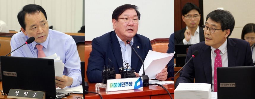 (왼쪽부터)성일종 한국당 원내부대표, 김태년 민주당 정책위의장, 김광수 민주평화당 의원