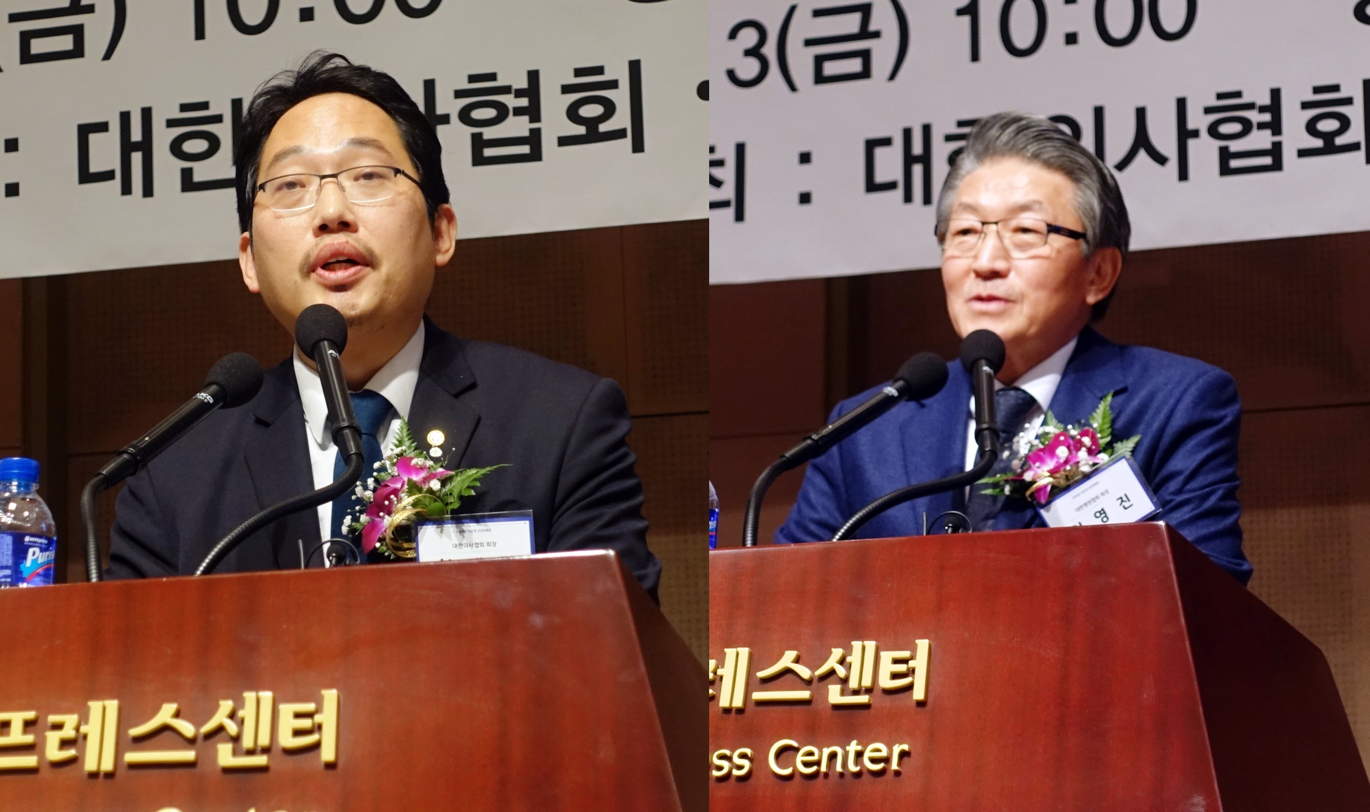 최대집 의협회장(왼쪽)과 임영진 병협회장