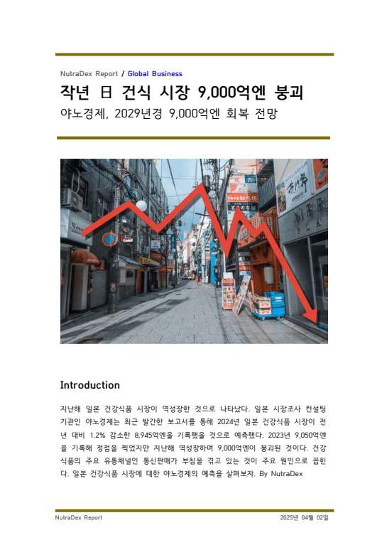 작년 日 건식 시장 9,000억엔 붕괴