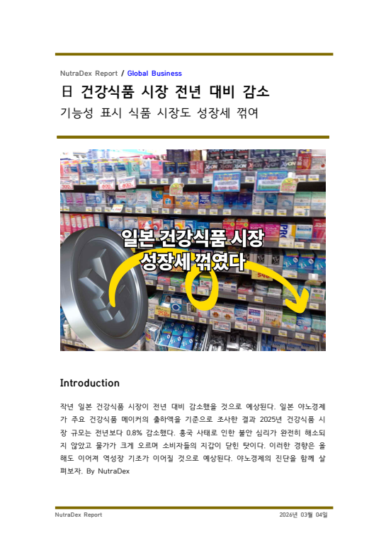 日 건강식품 시장 전년 대비 감소