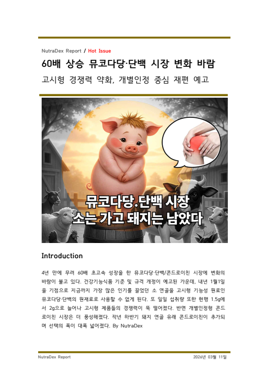 60배 상승 뮤코다당·단백 시장 변화 바람