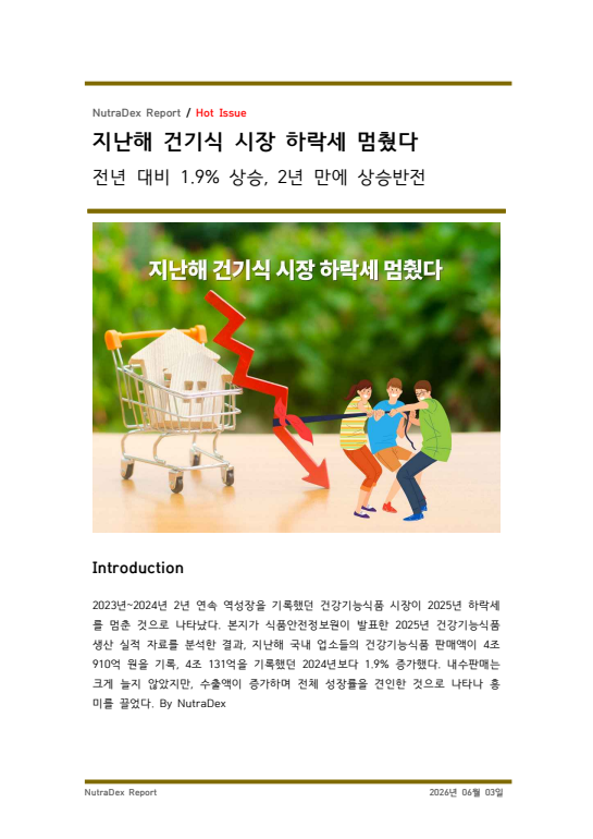 지난해 건기식 시장 하락세 멈췄다